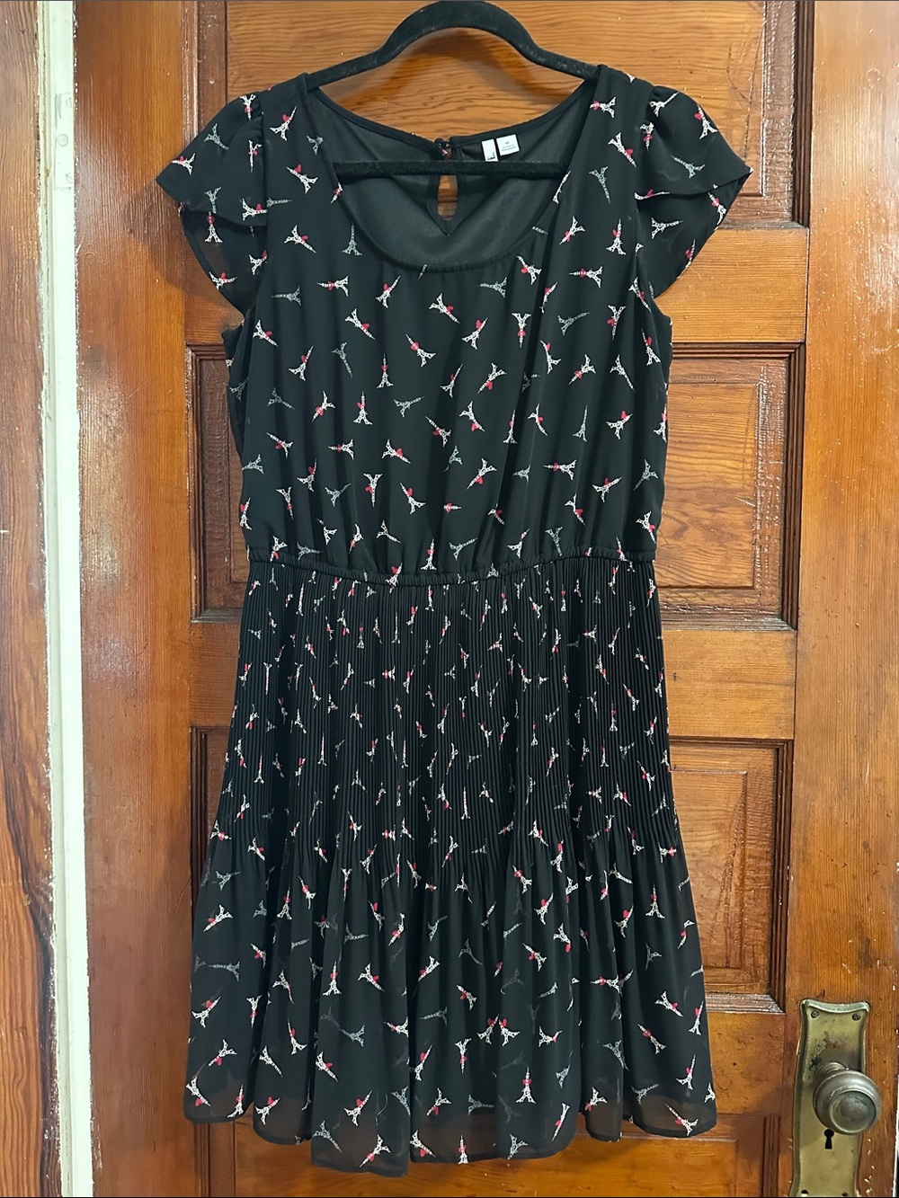 Black Paris Print Women’s Dress M EUC